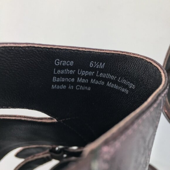 Caressa Grace Metallic Cooper Leather Ankle Strap Heels Size 6.5M - Picture 14 of 14